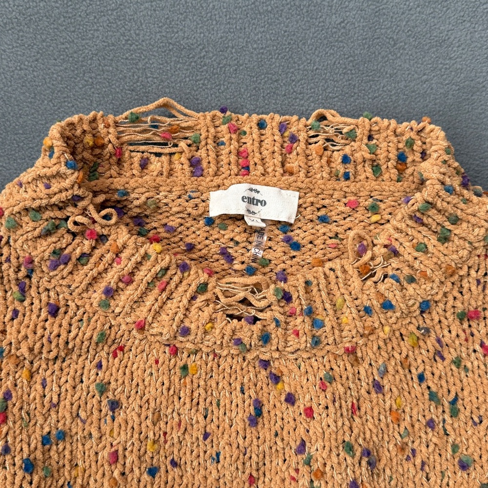 Entro Speckled‎ Tan Crew Neck Sweater